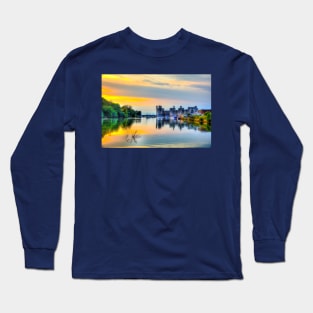 Caernarfon Castle Sunset On The Marina Long Sleeve T-Shirt